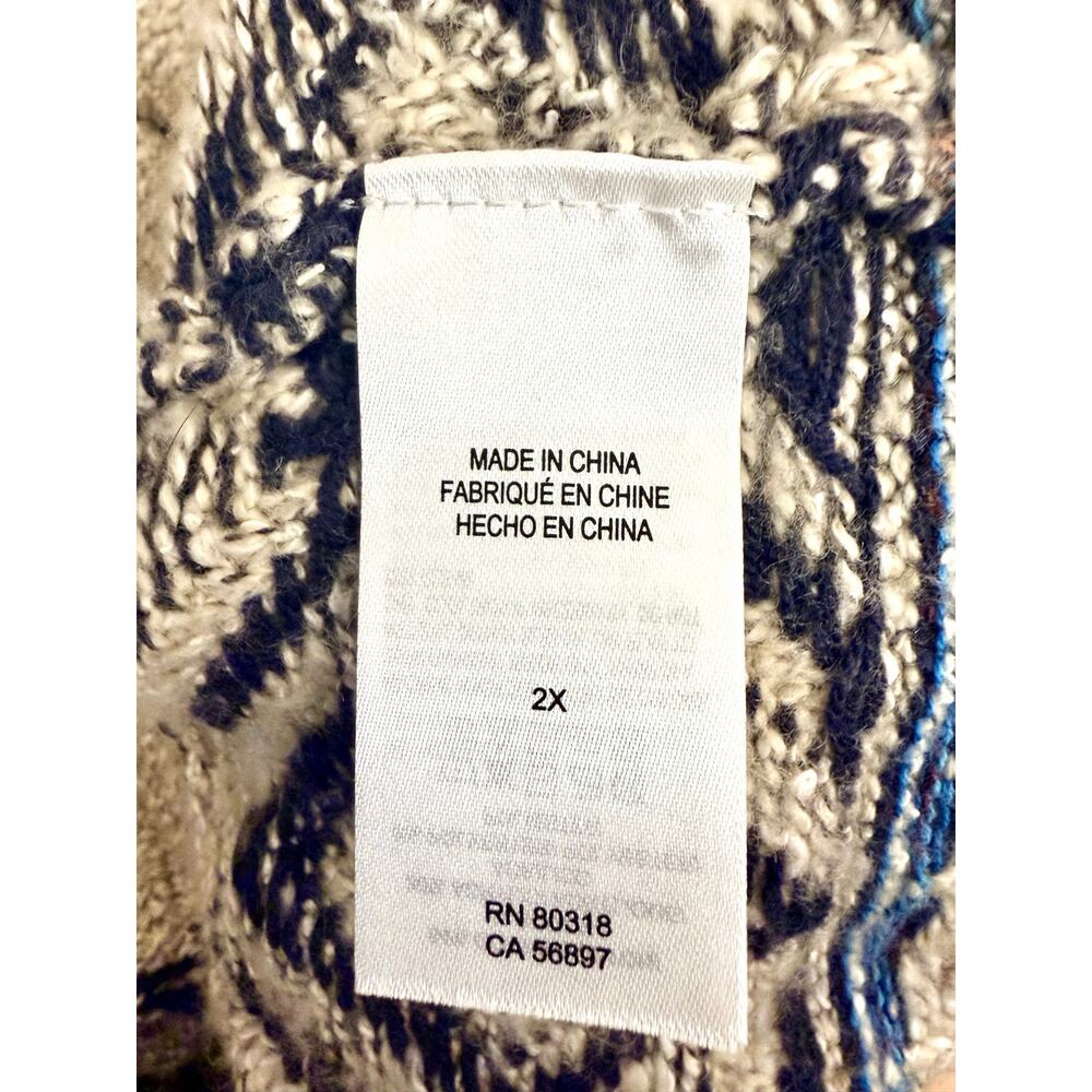 Lucky Brand 2X Southwestern Aztec Cardigan Sweater Boho Cotton Blend - Picture 6 of 9